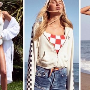 Nwt RE/DONE Race Moto Elsa Hosk checker red + white one piece S